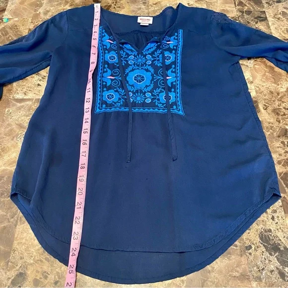 Mossimo dark blue peasant blouse size S - Picture 8 of 10